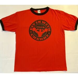 VINTAGE Augusta Sportswear Fit In With Cherry Gym Ringer T-Shirt Size Large